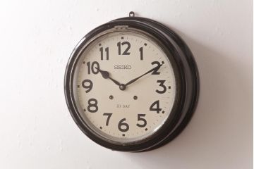 アンティーク雑貨　SEIKO(セイコー)　21DAY　手巻き式　トーマス型　丸型掛時計(壁掛け時計、柱時計、振り子時計)