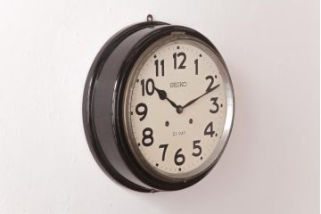 アンティーク雑貨　SEIKO(セイコー)　21DAY　手巻き式　トーマス型　丸型掛時計(壁掛け時計、柱時計、振り子時計)