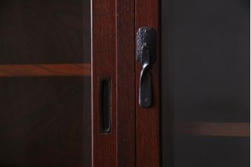 中古　伝統民芸　岩谷堂箪笥　菊幸　欅の杢目と金具が迫力のある61間茶棚(食器棚、収納棚)(定価約146万円)