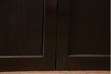 明治期　杉材　漆塗り　幅広サイズで存在感抜群の帯戸2枚セット(板戸、引き戸、建具)(R-035765)