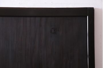 明治期　杉材　漆塗り　幅広サイズで存在感抜群の帯戸2枚セット(板戸、引き戸、建具)(R-035765)