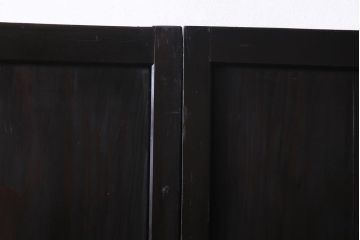 明治期　杉材　漆塗り　幅広サイズで存在感抜群の帯戸2枚セット(板戸)(1)