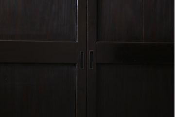 明治期　杉材　漆塗り　幅広サイズで存在感抜群の帯戸2枚セット(板戸)(1)