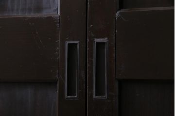 明治期　杉材　漆塗り　幅広サイズで存在感抜群の帯戸2枚セット(板戸)(1)