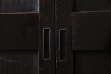 明治期　杉材　漆塗り　幅広サイズで存在感抜群の帯戸2枚セット(板戸)(2)