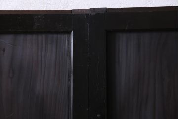 明治期　杉材　漆塗り　幅広サイズで存在感抜群の帯戸2枚セット(板戸)(2)