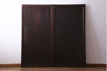 和製アンティーク　大正期　味わい深い木目のシンプルな板戸(引き戸、建具)2枚セット