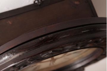 アンティーク雑貨　SEIKOSHA(精工舎)　手巻き式　四ツ丸　見事な彫刻のだるま時計(掛時計、柱時計、振り子時計)