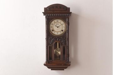 アンティーク雑貨　和製アンティーク　小栗時計製造所　IDEAL(アイデアル)　凝った意匠がクラシカルな柱時計(掛け時計、振り子時計)