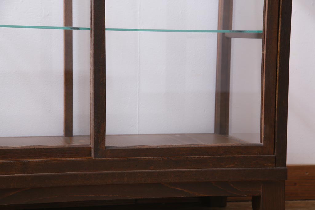 レトロ家具　昭和レトロ　脚付リメイク　素朴な雰囲気漂う木枠のガラスケース(ショーケース、陳列棚)
