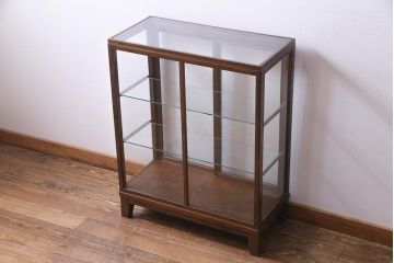 レトロ家具　昭和レトロ　脚付リメイク　素朴な雰囲気漂う木枠のガラスケース(ショーケース、陳列棚)