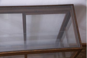 レトロ家具　昭和レトロ　脚付リメイク　素朴な雰囲気漂う木枠のガラスケース(ショーケース、陳列棚)