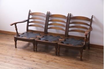 中古　飛騨産業　キツツキ　絵画のようなファブリックが素敵な3人掛けソファ