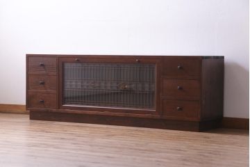 ラフジュ工房オリジナル　古建具リメイク　和モダンな雰囲気漂う組子を使ったローボード(テレビ台、テレビボード、リビングボード)