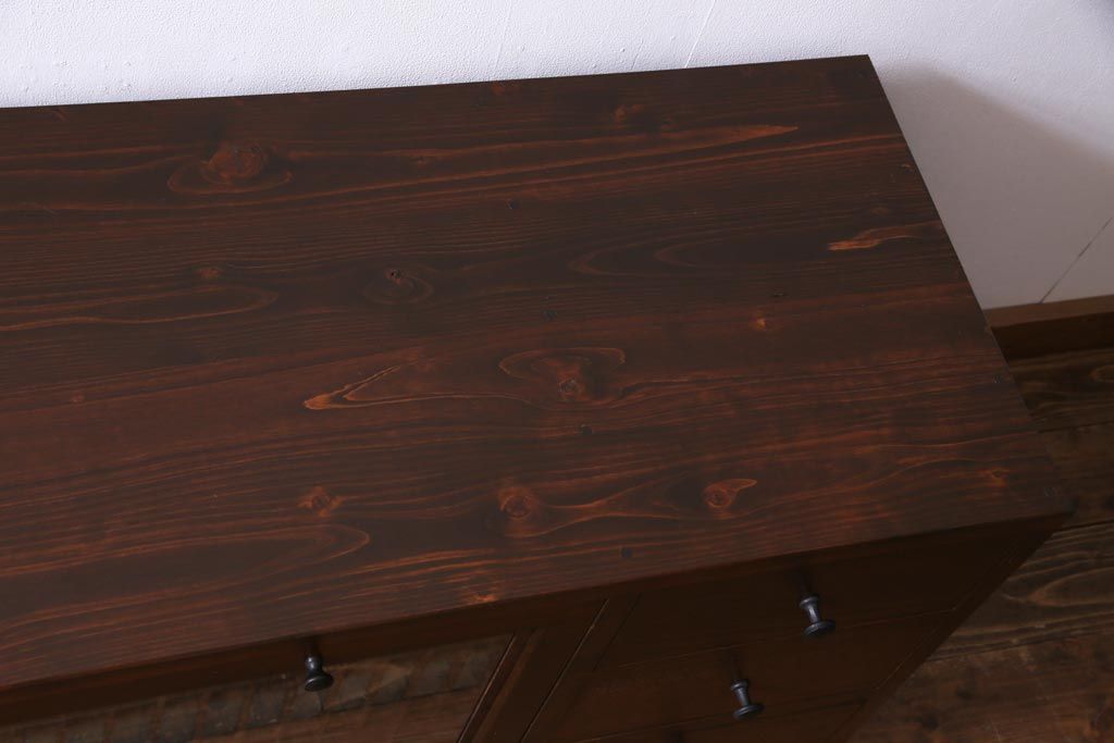 ラフジュ工房オリジナル　古建具リメイク　和モダンな雰囲気漂う組子を使ったローボード(テレビ台、テレビボード、リビングボード)