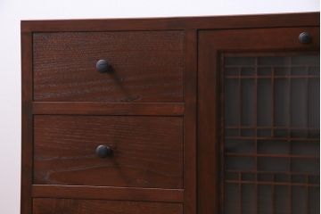 ラフジュ工房オリジナル　古建具リメイク　和モダンな雰囲気漂う組子を使ったローボード(テレビ台、テレビボード、リビングボード)