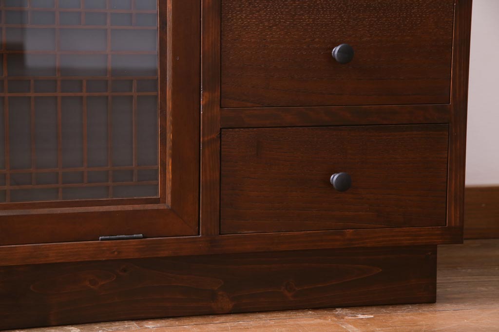 ラフジュ工房オリジナル　古建具リメイク　和モダンな雰囲気漂う組子を使ったローボード(テレビ台、テレビボード、リビングボード)