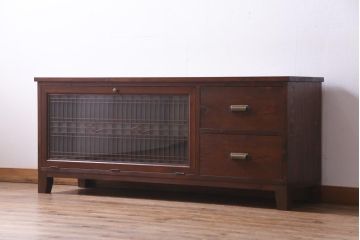 ラフジュ工房オリジナル　古建具リメイク　和モダンな雰囲気漂う組子を使った脚付きローボード(テレビ台、テレビボード、リビングボード)