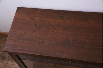 ラフジュ工房オリジナル　古建具リメイク　和モダンな雰囲気漂う組子を使った脚付きローボード(テレビ台、テレビボード、リビングボード)