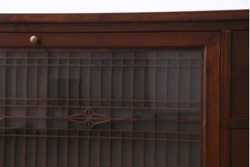 ラフジュ工房オリジナル　古建具リメイク　和モダンな雰囲気漂う組子を使った脚付きローボード(テレビ台、テレビボード、リビングボード)