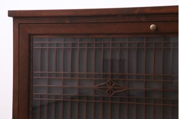 ラフジュ工房オリジナル　古建具リメイク　和モダンな雰囲気漂う組子を使った脚付きローボード(テレビ台、テレビボード、リビングボード)