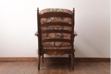 中古　飛騨産業　キツツキ　絵画のようなファブリックが素敵な1人掛けソファ