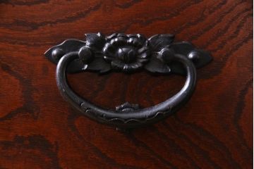 中古　民芸家具　漆塗り　ケヤキの杢目が力強いワードローブ(洋服タンス)