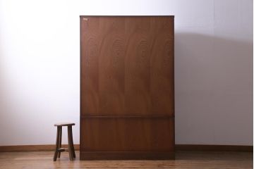 中古　民芸家具　漆塗り　ケヤキの杢目が力強いワードローブ(洋服タンス)(1)