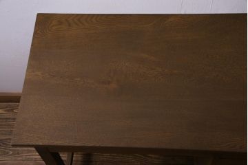 レトロ家具　昭和レトロ　ナラ材　渋みのある木の風合いがレトロな薄型片袖デスク(机、在宅ワーク、在宅用作業台、カウンターテーブル)(2)
