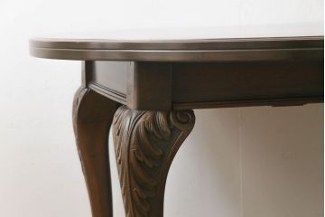 アンティーク家具　イギリスアンティーク　ハンドル式　クロウ&ボール　力強い存在感のマホガニー材製エクステンションテーブル(ダイニングテーブル)