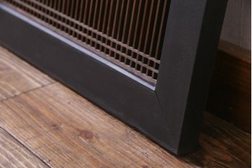 ペイント建具　片面ガラス　格子・枡つなぎ　シックな色合いの組子欄間(明り取り、建具)