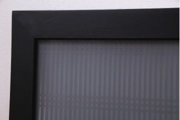 ペイント建具　片面ガラス　格子・枡つなぎ　シックな色合いの組子欄間(明り取り、建具)