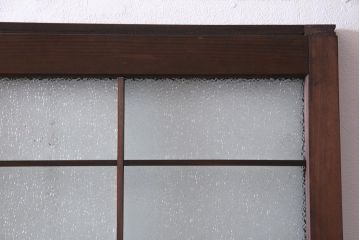 昭和レトロ　腰板ケヤキ材　ダイヤガラス入り　珍しい桟のデザインのガラス戸(引き戸、建具)2枚セット