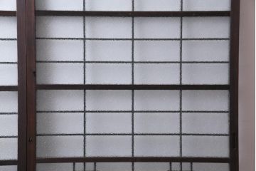 昭和レトロ　腰板ケヤキ材　ダイヤガラス入り　珍しい桟のデザインのガラス戸(引き戸、建具)2枚セット