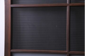 昭和レトロ　シンプルな格子に2種のガラスが入ったガラス戸(引き戸、建具)2枚セット