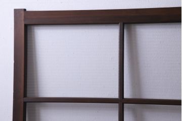 昭和レトロ　シンプルな格子に2種のガラスが入ったガラス戸(引き戸、建具)2枚セット