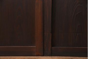 昭和レトロ　シンプルな格子に2種のガラスが入ったガラス戸(引き戸、建具)2枚セット