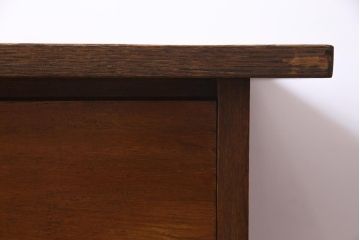 昭和レトロ　薄型リメイク　ナラ材・栗材　シンプルな引き出しの片袖デスク(机、在宅ワーク、在宅用ワークデスク)