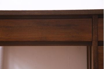 昭和レトロ　薄型リメイク　ナラ材・栗材　シンプルな引き出しの片袖デスク(机、在宅ワーク、在宅用ワークデスク)