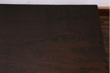 アンティーク家具　大正昭和初期　総ケヤキ材　天板に一枚板が贅沢に使われた両袖文机(両袖机、帳場机)(R-035827)