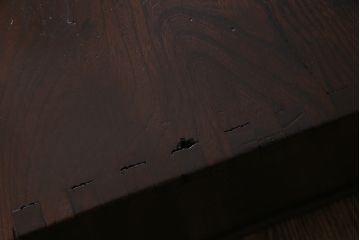 アンティーク家具　大正昭和初期　総ケヤキ材　天板に一枚板が贅沢に使われた両袖文机(両袖机、帳場机)(R-035827)