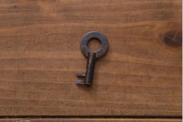 アンティーク家具　前面ケヤキ材　鉄脚付リメイク　宝尽くし　金具が魅力的な二本松箪笥リビングボード(ローボード、アンティークチェスト、和タンス)