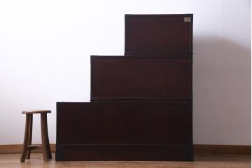 中古美品　二本松伝統家具　田中家具　獅子牡丹　金具が美しい階段箪笥(和タンス)