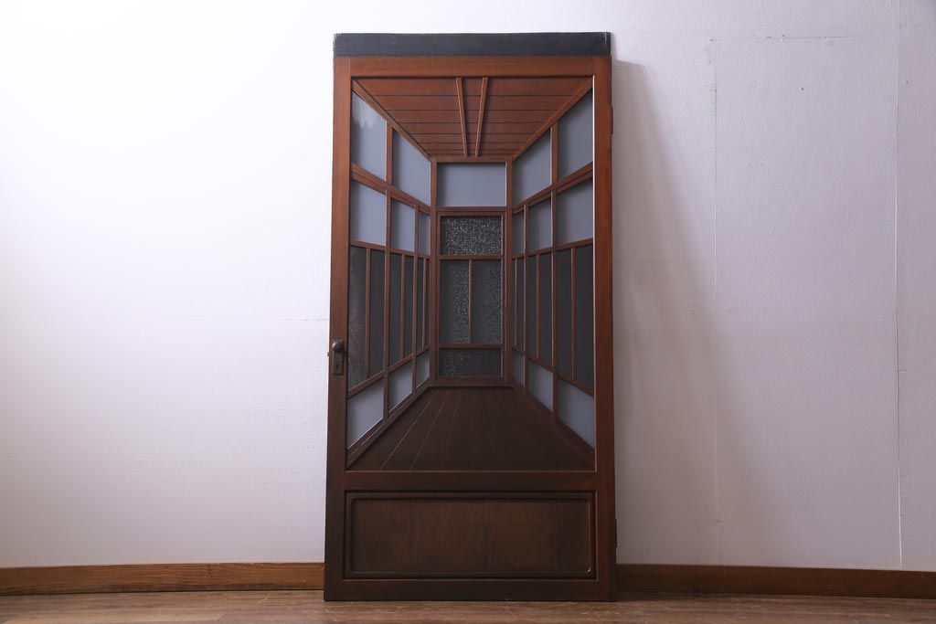 大正昭和初期　激レア!　廊下のデザインのユニークなガラスドア(扉、建具)