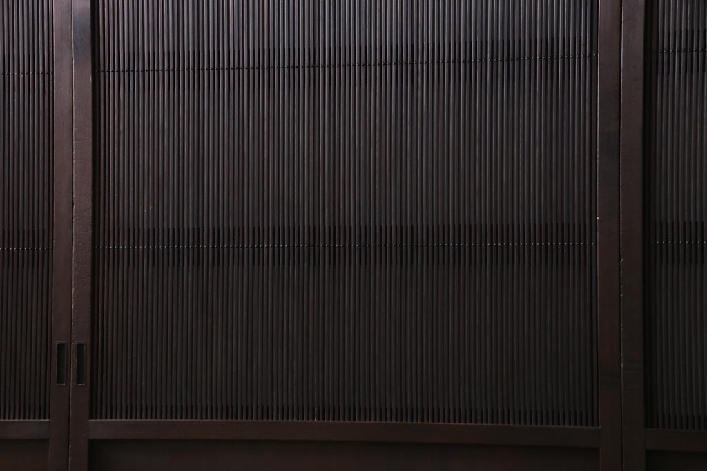 和製アンティーク　最高級品!　裏ガラス入り　97本の桟が圧巻の万本格子戸4枚セット(引き戸、建具)