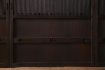 和製アンティーク　最高級品!　裏ガラス入り　97本の桟が圧巻の万本格子戸4枚セット(引き戸、建具)