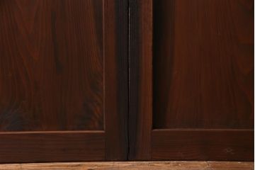 和製アンティーク　昭和期　組子入り　迫力あるデザインの板戸(引き戸、建具)4枚セット