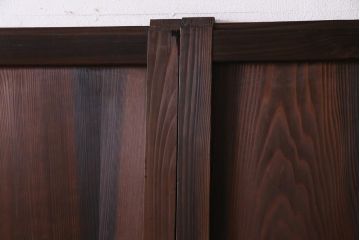 和製アンティーク　昭和期　組子入り　迫力あるデザインの板戸(引き戸、建具)4枚セット