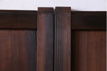 和製アンティーク　昭和期　組子入り　迫力あるデザインの板戸(引き戸、建具)4枚セット