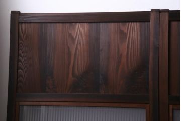 和製アンティーク　昭和期　組子入り　迫力あるデザインの板戸(引き戸、建具)4枚セット